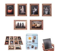Halloween Refrigerator Magnets, Cute Ghost with Black Cat Pattern, Art Frame Refrigerator Magnets, for Fridge Car Office Cabinets Decor (6pcs-B)