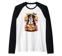 Halloween Retro Bernese Mountain Dog Berner Camiseta Manga Raglan