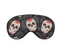 Halloween Roses Skulls Sleep Mask Blindfold Day of The Dead Ajustable Super-Smooth Soft Eye Mask Cover para Hombres Mujeres Viajes y siesta