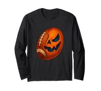 Halloween Rugby Ball Pumpkin Spooky American Football Player Manga Larga