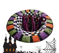 Halloween Rugs - 40x40 Inch Non-Slip Quilted Illusion Skull Swirl Carpet