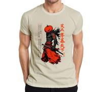 Halloween Samurai Cabeza de Calabaza Japón Y2K Camiseta para Hombre, naturaleza, L