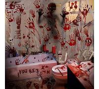 Halloween Sangrienta Ventana Pegatinas, 75 Hojas Pegatinas para Halloween, Decoraciones de Fiesta de Halloween, Sangriento Huella de Mano Huellas Pegatinas, para Fiestas, Ventana, Puerta, Baño