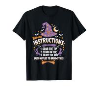 Halloween Sarcasmo Humor Bruja Escoba Montar Instrucción Camiseta