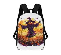 Halloween Scarecrow with Pumpkin Head Mochilas Infantiles Impresas En 3D, Mochilas De Moda Informales, Mochilas De Viaje Bonitas, Mochilas Informales Para Exteriores Para Niños Y Niñas 17inch