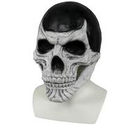 Halloween Scary Masks Full Head Skull Face Black Head Mask with Moving Jaw