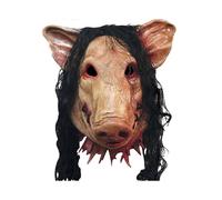 Halloween Scary Masks Novelty Pig Head Horror with Hair Masks Caveira Cosplay Costume Realistic Latex Festival Supplies Mask