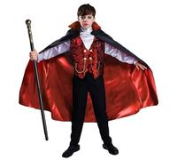 Halloween Scary Vampire Wizard Prince Bat Costumes for Kids Toddlers, Unisex Gothic Vampire Stand Up Collar Dress Cloak Cape Robes, 3, 4, 5, 6, 7, 8, 9, 10 Year Old Kids Boys Girls Birthday Role Party