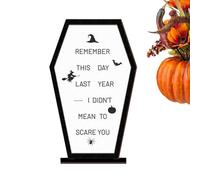 Halloween Sign Decoration, Coffin Shaped Board, 8.07x4.92x1.57in Scary Message Display, Personalized Spooky Greetings, Festive Desk Signs for Halloween, Farmhouse, Living Room, Bedroom Accent