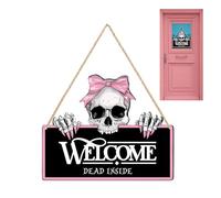 Halloween Sign, Scary Front Door Hanger Decoration, Horror Wall for Home Party, Outdoor Porch Yard Haunted House, Fall Holiday Christmas Farmhouse Rustic Spooky Decor