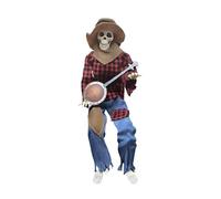 Halloween Skeleton - Banjo Playing Skeletons | Poseable Jointed Props with Glowing Eyes, Musical Halloween Decorations Ideal for Haunted Houses Backdrops Garden Displays Use