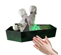 Halloween Skeleton Coffin - Voice Activated | Green LED Scary Sounds