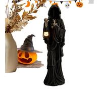 Halloween Skeleton Decor | Spooky Resin Statues with Lantern | Skeleton Gho