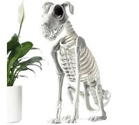 Halloween Skeleton Dog - Estatua Del Perro Sentado Halloween | Adornos De Arte De Hueso Del Cráneo | Halloween Sprooky Sitting Animal | Escultura De Cachorro De Miedo Con Cráneo Detallado Para La Reco