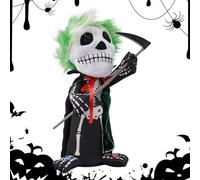 Halloween Skeleton Figure, Posable Bone Prop, Glowing Eyes Decoration, Sound Effect Skeleton Toy, Spooky Animated Display Piece for Desk, Home, Fiesta, Haunted House, Festival, Activities, Interior