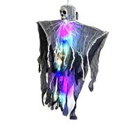 Halloween Skeleton Flying Ghost, LED Animated Lighted Prop, Glowing Levitation Feature, Floating Decoration with Fog Effect for Garden Decor, Yard Haunts, Masquerade Balls, Classroom Parties, 80x61cm