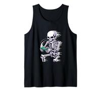 Halloween Skeleton Gamer Playing Video Games Camiseta sin Mangas