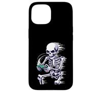 Halloween Skeleton Gamer Playing Video Games Carcasa para iPhone 15