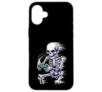 Halloween Skeleton Gamer Playing Video Games Carcasa para iPhone 16 Plus