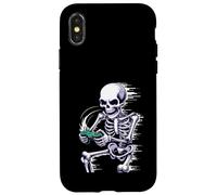 Halloween Skeleton Gamer Playing Video Games Carcasa para iPhone X/XS