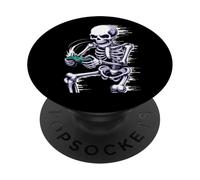 Halloween Skeleton Gamer Playing Video Games PopSockets PopGrip Adhesivo