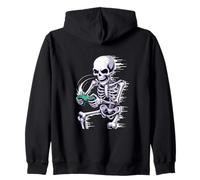 Halloween Skeleton Gamer Playing Video Games Sudadera con Capucha