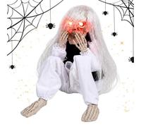 Halloween Skeleton Halloween Long Hair Crying with Glowing Eyes