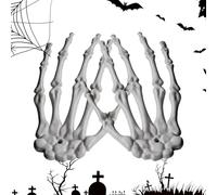 Halloween Skeleton Hands, Horror Decor Ornament, Realistic Arms Prop, Seasonal Hangable Decoration, Spooky Accent for Porch Desk Windowsill or Haunted House Party Setup, 6.1x3.94x0.79 Inches