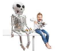 Halloween Skeleton Inflatable, 158x86cm Cartoon Aluminum Foil Balloon For Spooky Window Displays And Party Decorations, Printed Material For Fun Scary Pranks, Easy To Inflate And Standout Hall