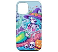 Halloween Skeleton Mermaid con sombrero de bruja Carcasa para iPhone 12/12 Pro
