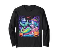Halloween Skeleton Mermaid con sombrero de bruja Manga Larga