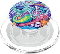 Halloween Skeleton Mermaid con sombrero de bruja PopSockets PopGrip para MagSafe