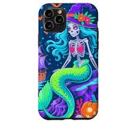 Halloween Skeleton Mermaid With Witch Hat Enchantment Carcasa para iPhone 11 Pro