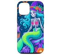 Halloween Skeleton Mermaid With Witch Hat Enchantment Carcasa para iPhone 12/12 Pro