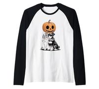 Halloween Skeleton Standard Schnauzer Camiseta Manga Raglan