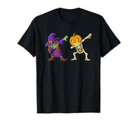 Halloween Skeleton Witch Dabbing Spooky Skeleton Pumpkin Camiseta