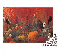 Halloween Skeletons in Pumpkin Patch Rompecabezas Imposible,desafío para Adultos Entretenimiento Creativo 1000 Piezas Obra De Arte De Juego De para Adultos Y Niños 52x38cm/1000pcs
