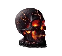 Halloween Skull Lamp with Realistic Flame Effect, Gothic-Inspired Desk Light, Perfect Home Decoration for Parties, Living Rooms, Tables, Shelves, Fireplaces, and Indoor or Outdoor Holiday Displays