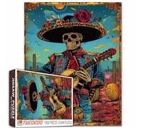 Halloween Skull Play Guitar Jigsaw Puzzle 1000 piezas para Adultos Hombres Skeleton Day of The Dead Art Puzzles Desafiando a la Familia o Amigos Juego Perfecto para Noches de Juegos en Familia