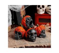 Halloween Skull Resin Ornaments Holiday Secret Room Horror Pumpkin Hat Skull Decoration Layout Crafts