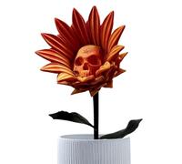 Halloween Skull Sunflower - 5.91x1.97x1.97 Inches Gothic Bloom Decoration for Spooky Pathway, Haunted Lawn with Creepy Accent Function, Skull Flower for Room Mantel Porch Patio Yard Courtyard, Resin