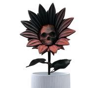 Halloween Skull Sunflower - 5.91x1.97x1.97 Inches Gothic Bloom Decoration for Spooky Pathway, Haunted Lawn with Creepy Accent Function, Skull Flower for Room Mantel Porch Patio Yard Courtyard, Resin