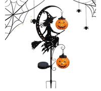 Halloween Solar Lights Outdoor - Witch Pumpkin Crescent Moon LED Waterproof