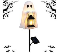 Halloween Solar Pathway Lights - Cute Waterproof Warm Glow Ghost with for