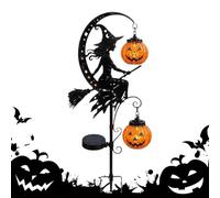 Halloween Solar Stakes - Decorative Led Crescent Moon Witch Pumpkin