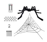 Halloween Spider Web Decoration - Giant LED Lighted SpiderWeb Prop, telaraña espeluznante realista, decoración de patio al aire libre | Enge Haunted House Garden Porch Balcón Decoración para el césped