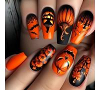 Halloween Spiders Web Webkkin Nails Art M Square Falsas Falsas Matte Fácil De Aplicar Para Fiestas Diseño La Web Las Arañas