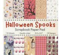 Halloween Spooks Scrapbook Paper Pad: 20 Double-Sided Sheets of Spooky Halloween Aesthetic Paper, 8.5” x 8.5” Size Craft Paper Pad for Journaling, Scrapbooking, Junk Journals, Collage, and More