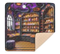 Halloween Spooky Candy Shop - Alfombra de juego plegable para bebés en interiores y exteriores, lavable, para bebés y niños pequeños, 50 x 50 pulgadas