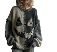 Halloween Spooky Pumpkin Face Sweaters for Women, Halloween Sweaters with 4 Ghost Brooches, Halloweens Costumes (Style E,XXL)